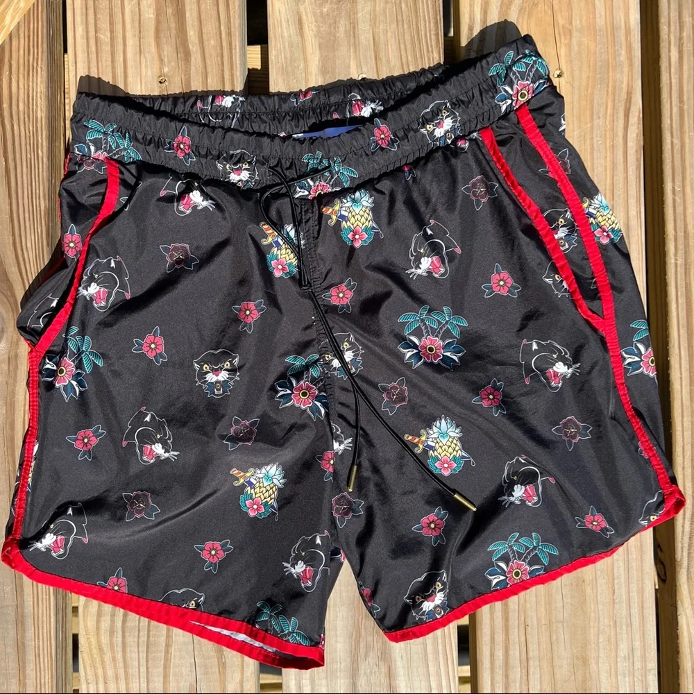 - Zara Sz S Tiger Pineapple Floral Print Board Shorts! EUC!